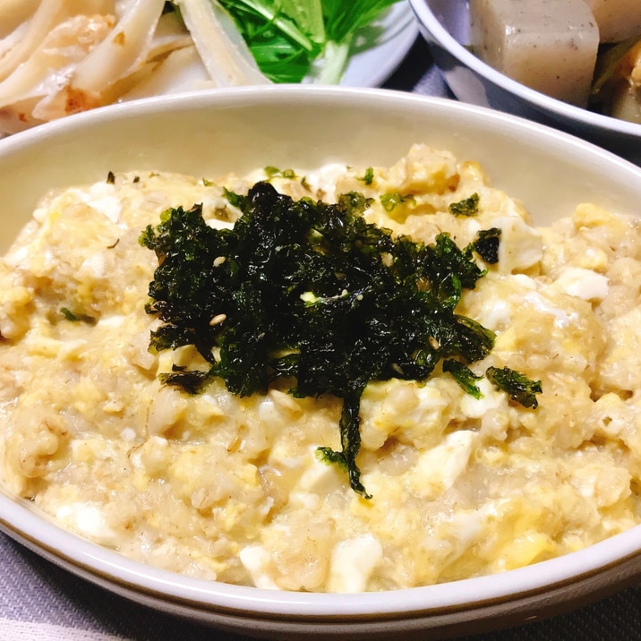 ダシダで お豆腐と卵のオートミール粥 レシピ 作り方 By Kamo 楽天レシピ